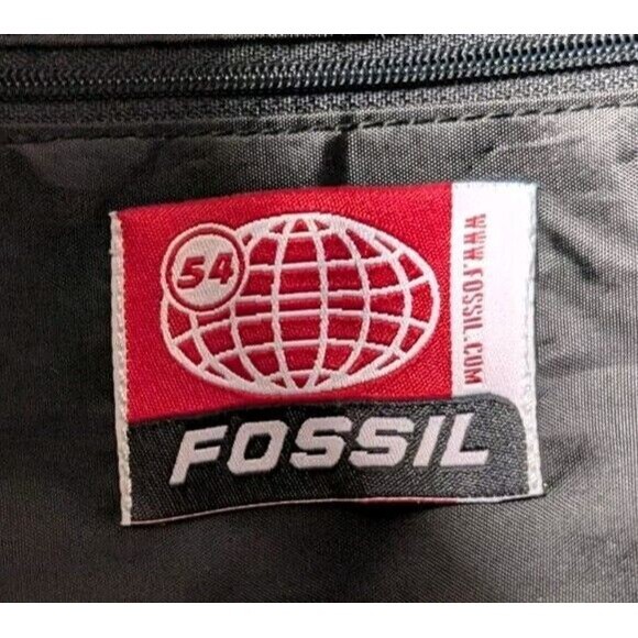 Fossil F/54 Y2K Natural Canvas Leather Strap Messenger Black - Picture 7 of 13